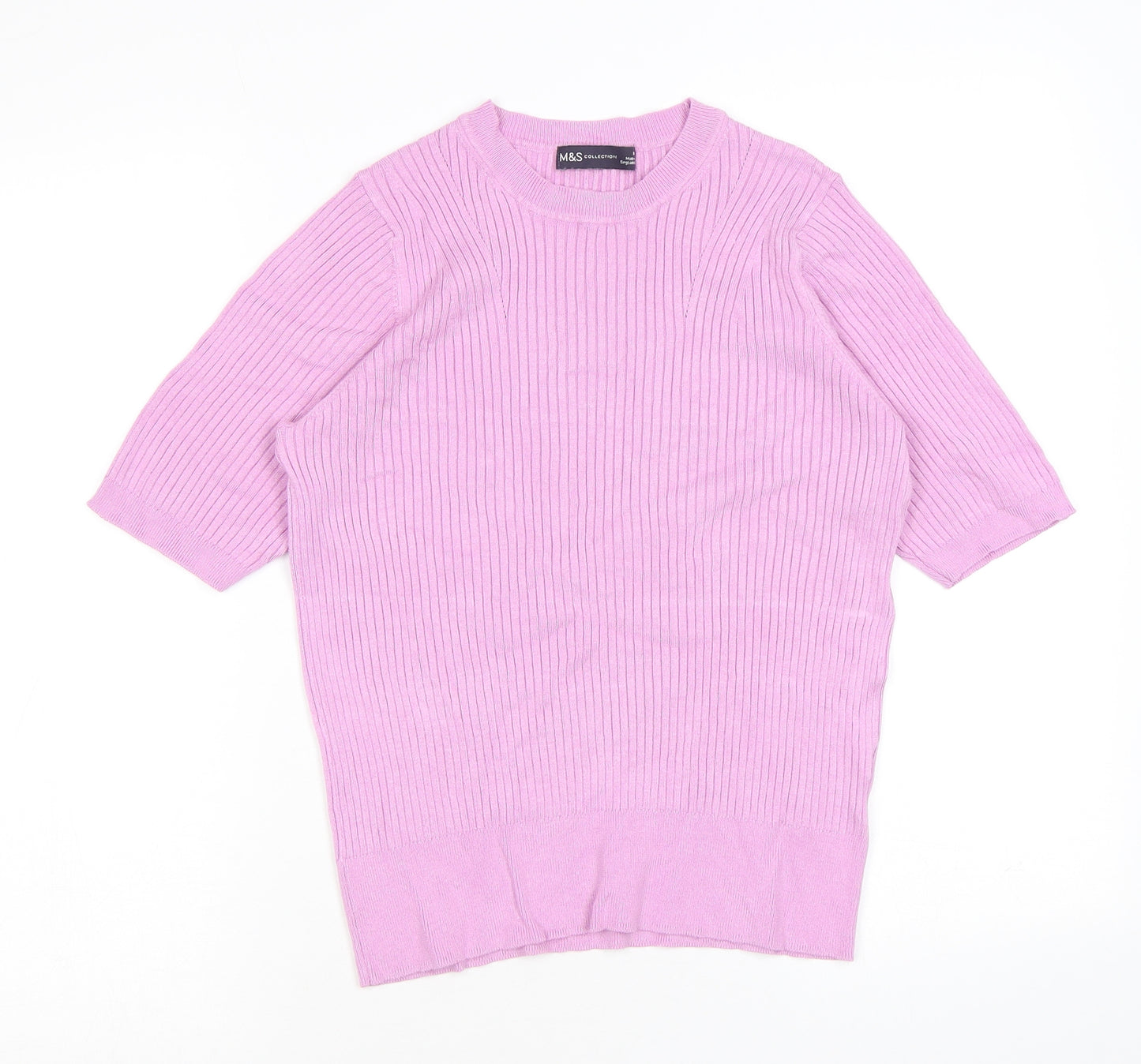 Marks and Spencer Womens Pink Round Neck Acrylic Pullover Jumper Size 14