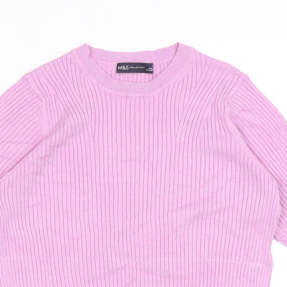 Marks and Spencer Womens Pink Round Neck Acrylic Pullover Jumper Size 14