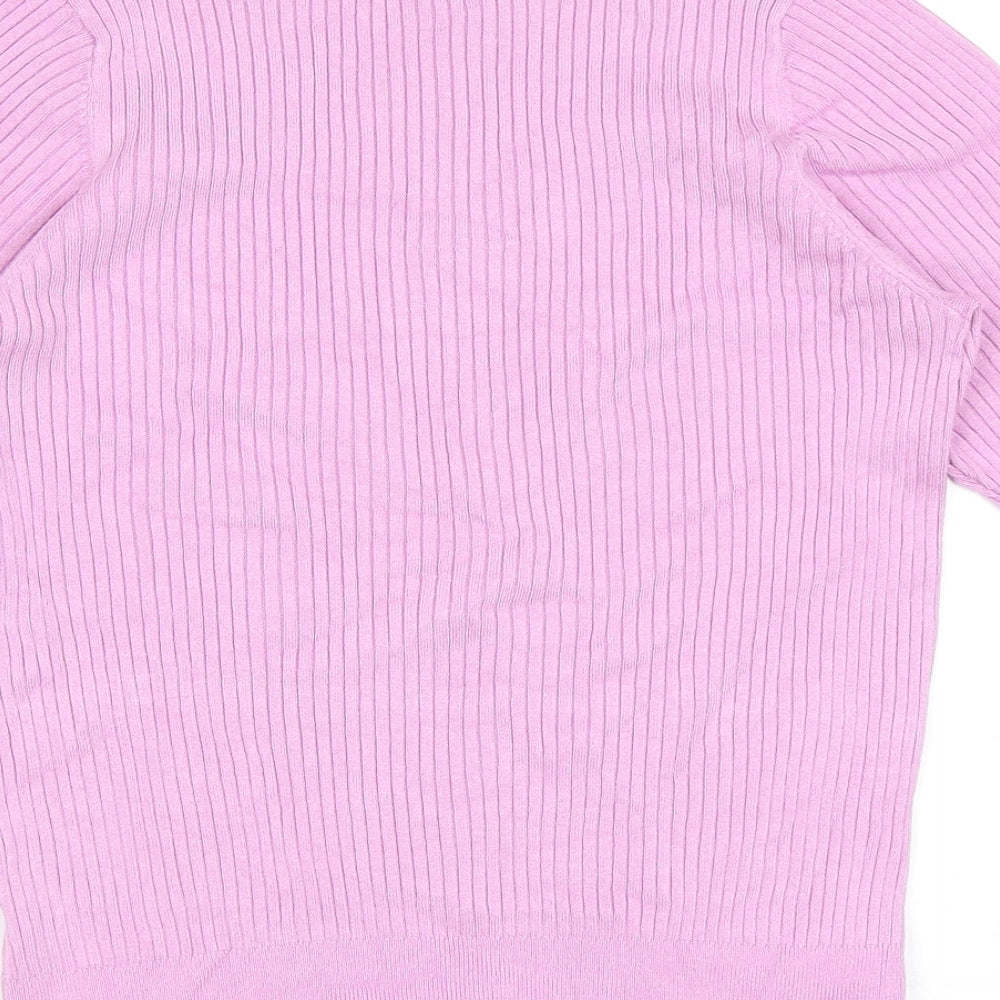 Marks and Spencer Womens Pink Round Neck Acrylic Pullover Jumper Size 14