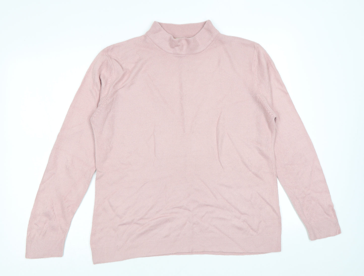 Bonmarché Womens Pink High Neck Acrylic Pullover Jumper Size S - Size S-M