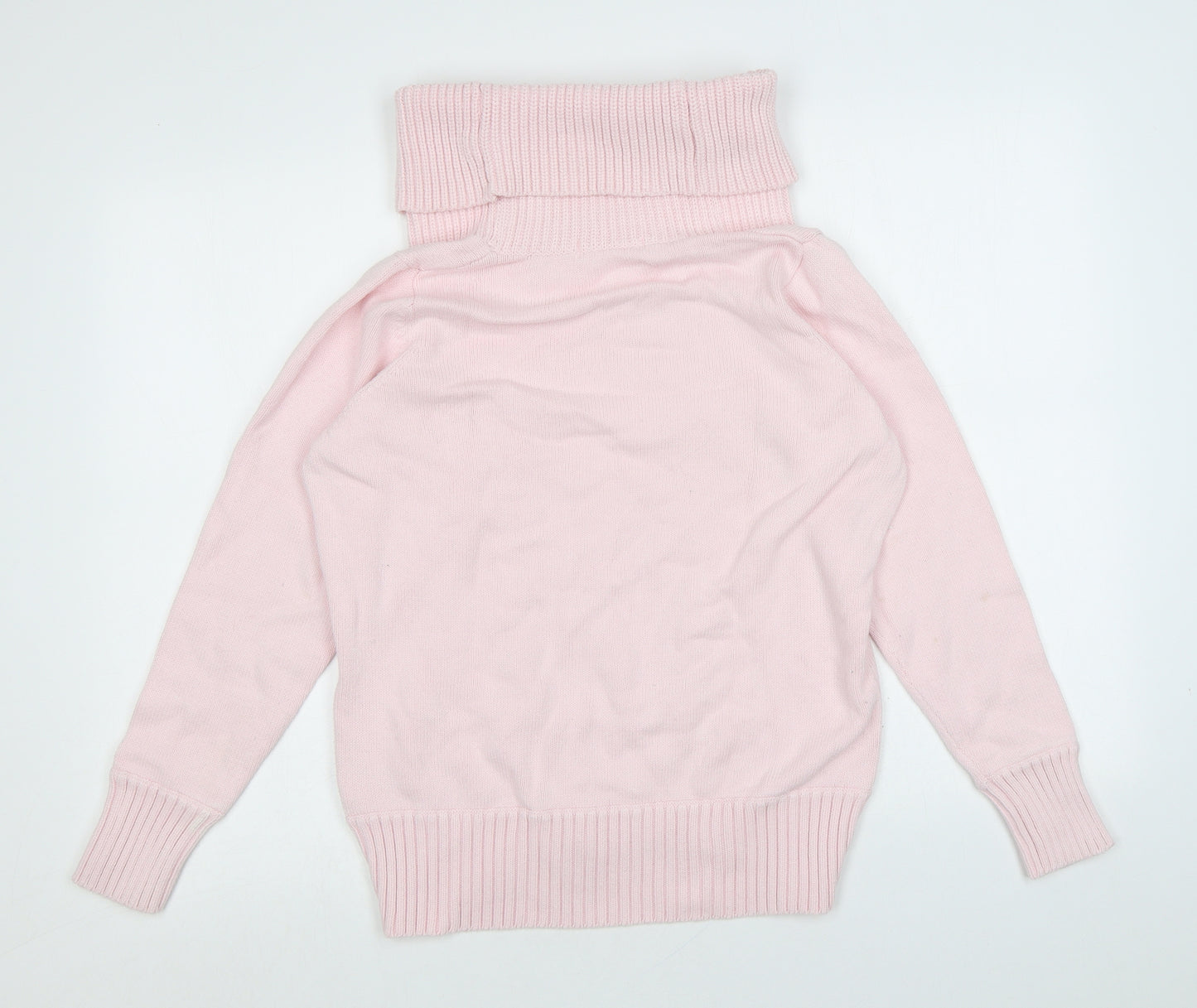 Marks and Spencer Womens Pink Roll Neck Cotton Pullover Jumper Size 16