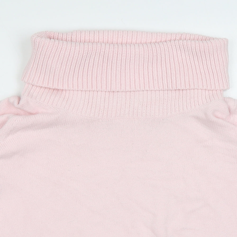 Marks and Spencer Womens Pink Roll Neck Cotton Pullover Jumper Size 16