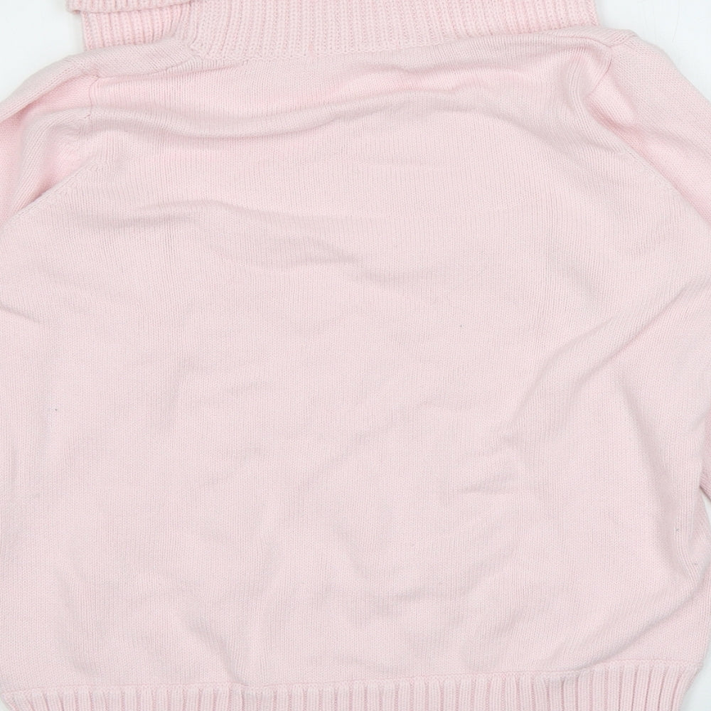 Marks and Spencer Womens Pink Roll Neck Cotton Pullover Jumper Size 16