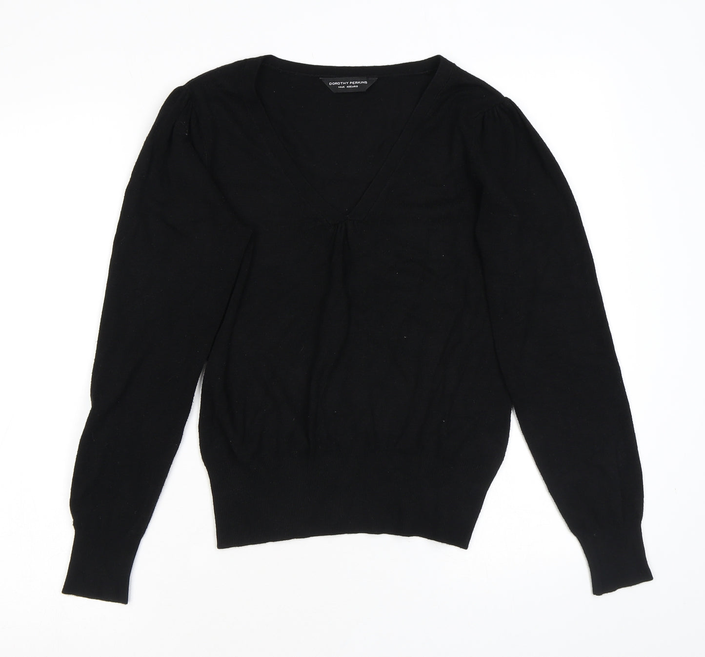 Dorothy Perkins Womens Black V-Neck Viscose Pullover Jumper Size 14