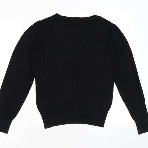 Dorothy Perkins Womens Black V-Neck Viscose Pullover Jumper Size 14
