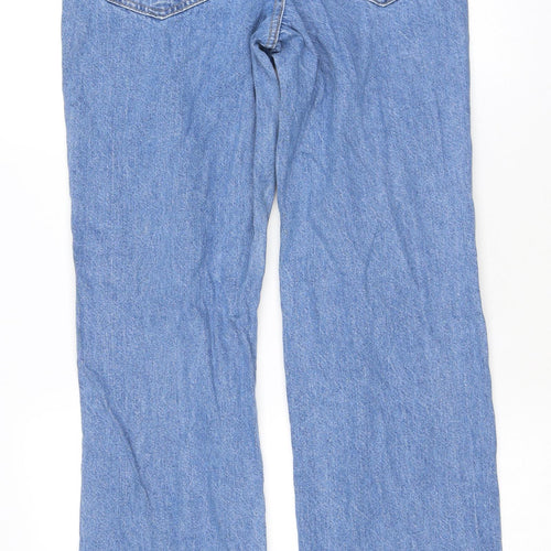 Boohoo Womens Blue Cotton Straight Jeans Size 10 L31 in Regular Zip
