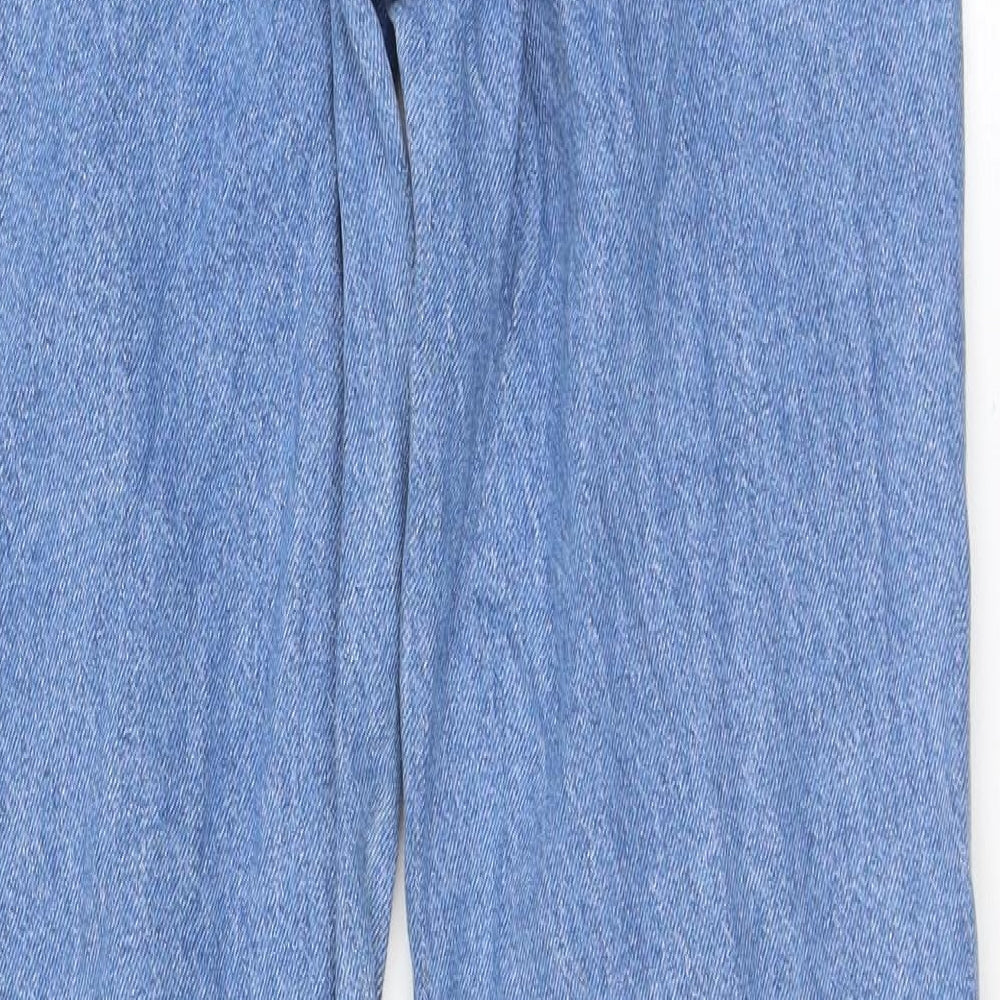 Boohoo Womens Blue Cotton Straight Jeans Size 10 L31 in Regular Zip