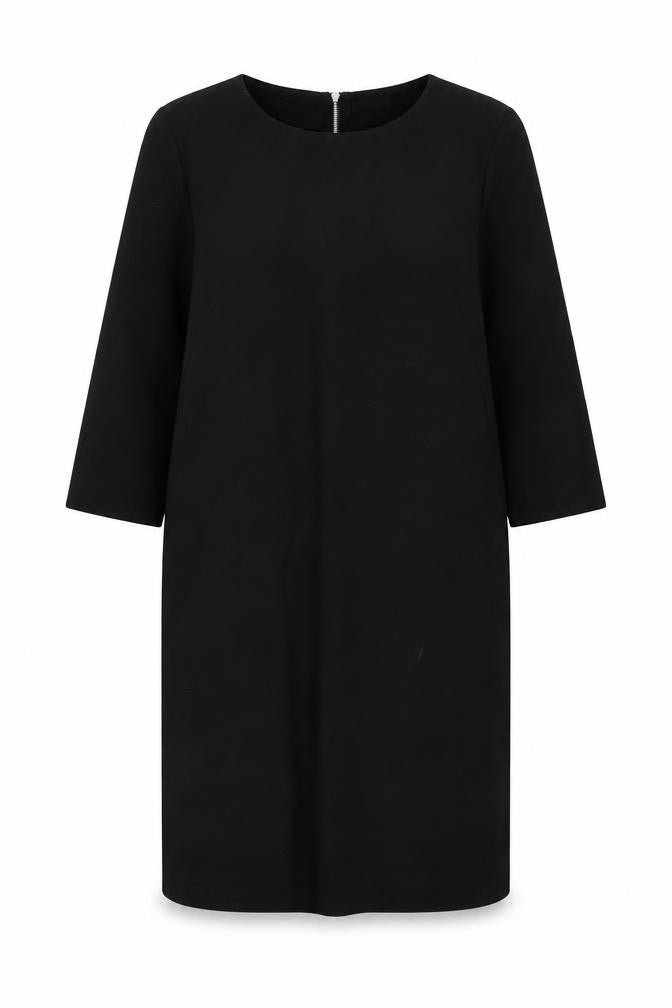 Front view of Gap women’s black polyester a-line, size UK 14, round neck zip