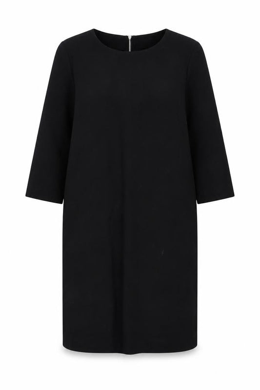 Front view of Gap women’s black polyester a-line, size UK 14, round neck zip