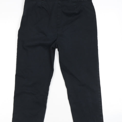 Marks and Spencer Womens Black Cotton Trousers Size 10 L20 in Regular Zip
