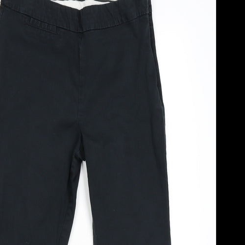 Marks and Spencer Womens Black Cotton Trousers Size 10 L20 in Regular Zip