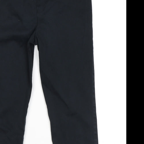 Marks and Spencer Womens Black Cotton Trousers Size 10 L20 in Regular Zip