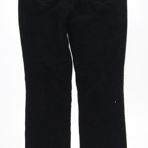 Marks and Spencer Womens Black Cotton Straight Jeans Size 12 L29 in Regular Zip
