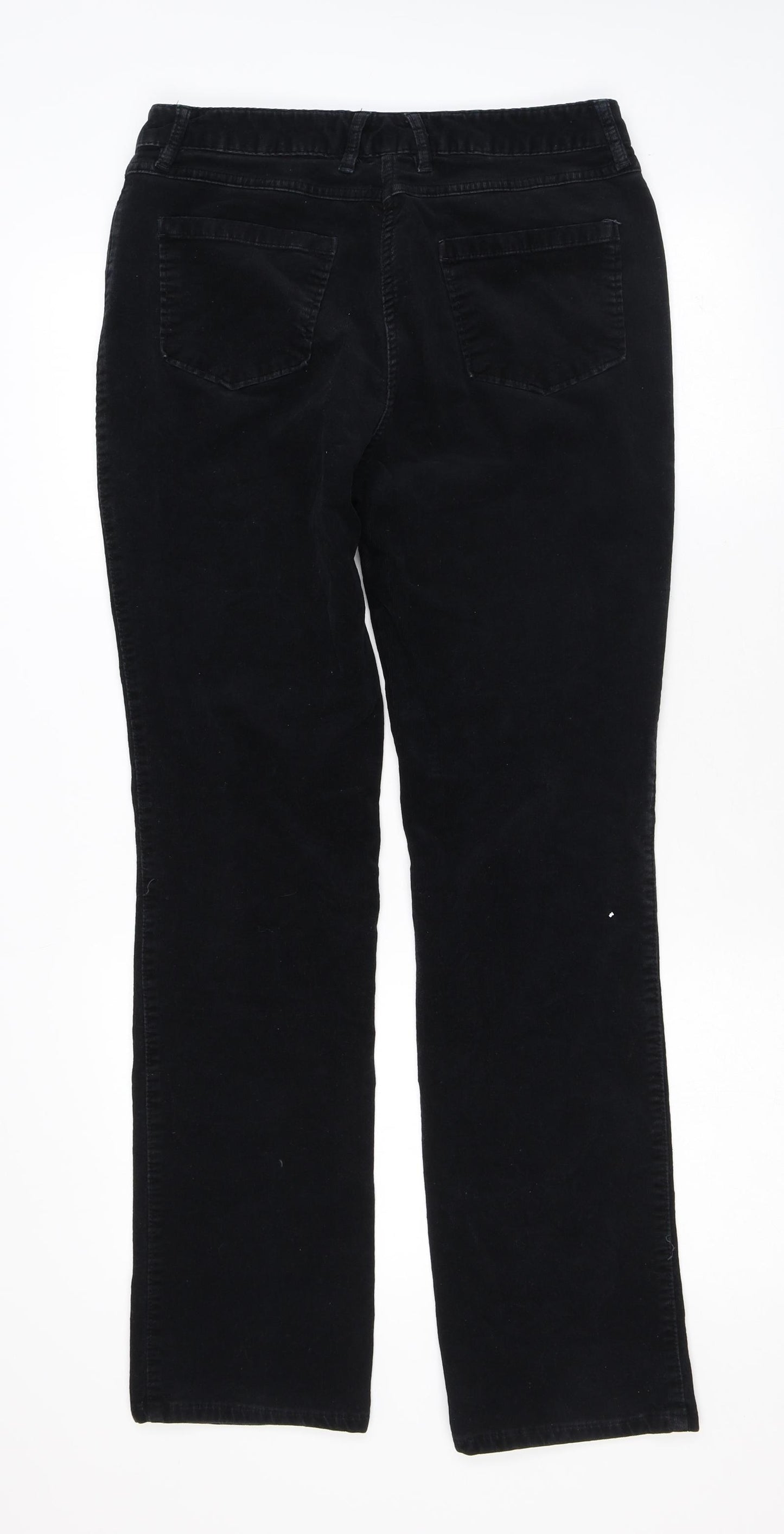 Marks and Spencer Womens Black Cotton Straight Jeans Size 12 L29 in Regular Zip