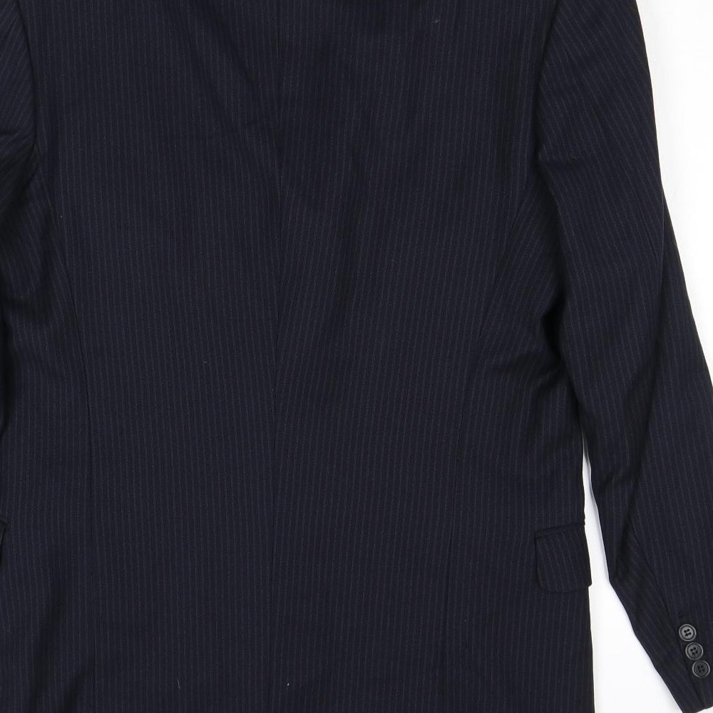 Jaeger Mens Blue Striped Wool Jacket Suit Jacket Size 52 Regular