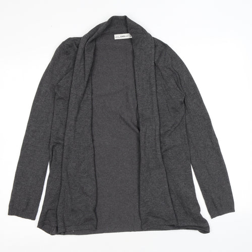 Zara Womens Grey V-Neck Viscose Cardigan Jumper Size M
