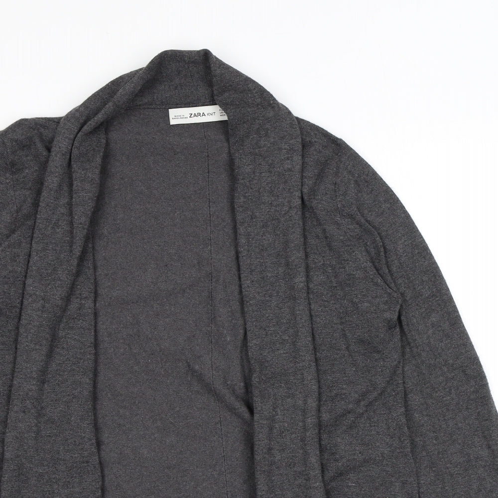 Zara Womens Grey V-Neck Viscose Cardigan Jumper Size M