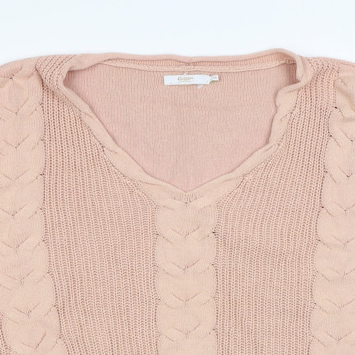 Cotton Traders Womens Pink Square Neck Cotton Pullover Jumper Size 12
