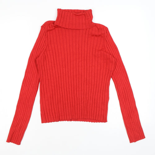 H&M Womens Red Roll Neck Viscose Pullover Jumper Size M