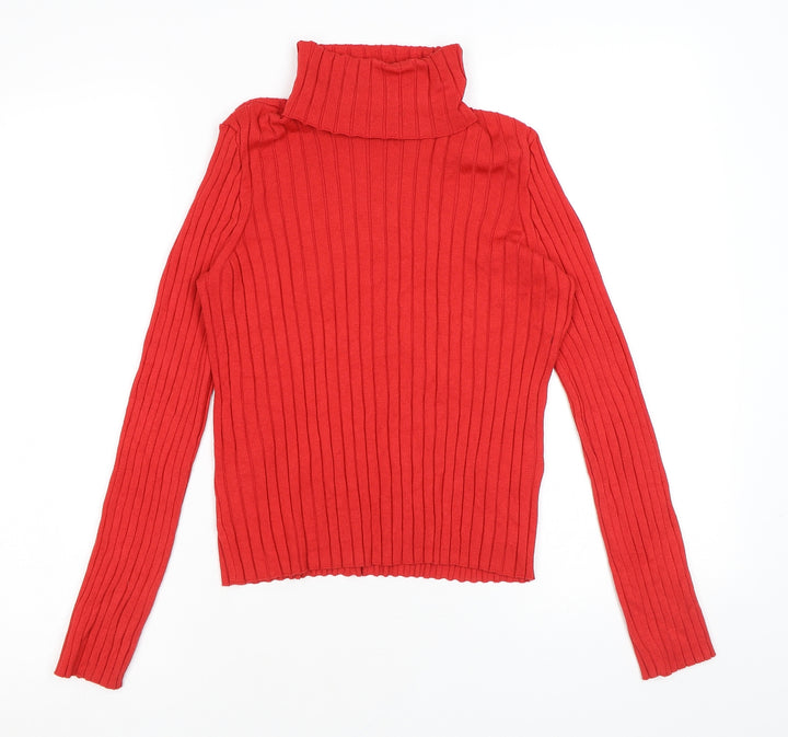 H&M Womens Red Roll Neck Viscose Pullover Jumper Size M