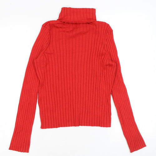 H&M Womens Red Roll Neck Viscose Pullover Jumper Size M