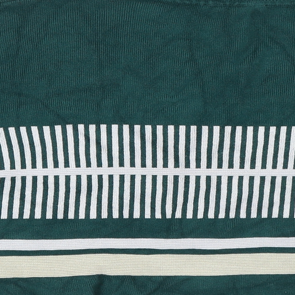 Native Youth Womens Green High Neck Striped Acrylic Pullover Jumper Size M