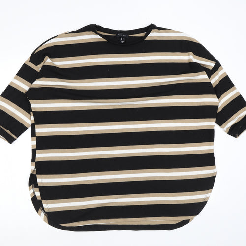 New Look Womens Multicoloured Round Neck Striped Polyester Pullover Jumper Size M