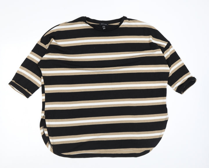 New Look Womens Multicoloured Round Neck Striped Polyester Pullover Jumper Size M