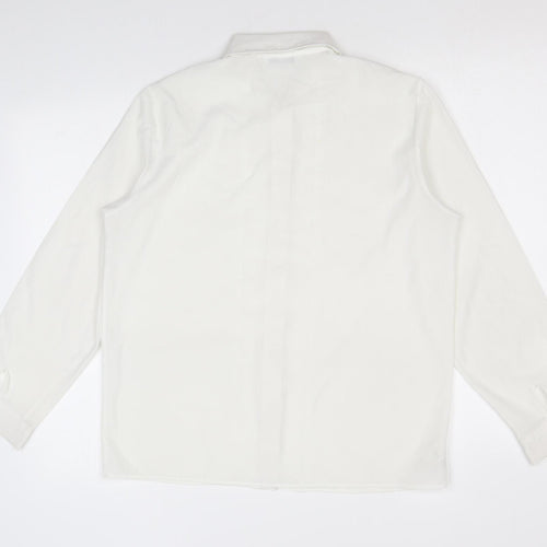 Marks and Spencer Womens White Polyester Basic Button-Up Size 12 Collared