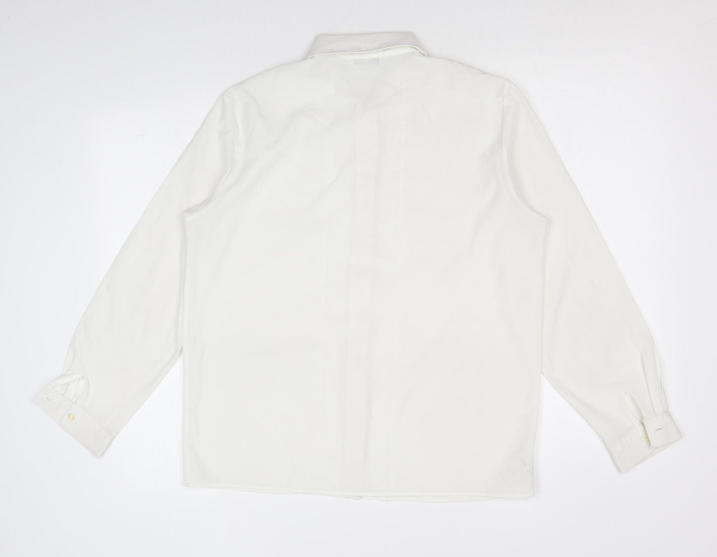 Marks and Spencer Womens White Polyester Basic Button-Up Size 12 Collared