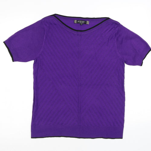 Principles Womens Purple Boat Neck Acrylic Pullover Jumper Size 12