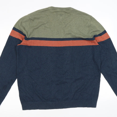Fat Face Mens Multicoloured Round Neck Cotton Pullover Jumper Size XL Long Sleeve - Coulorblock