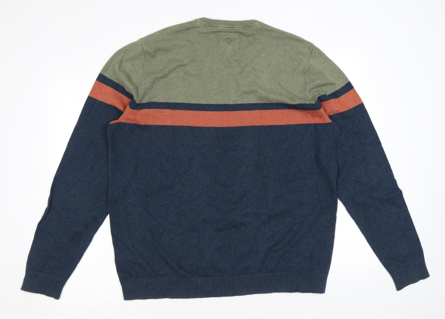 Fat Face Mens Multicoloured Round Neck Cotton Pullover Jumper Size XL Long Sleeve - Coulorblock