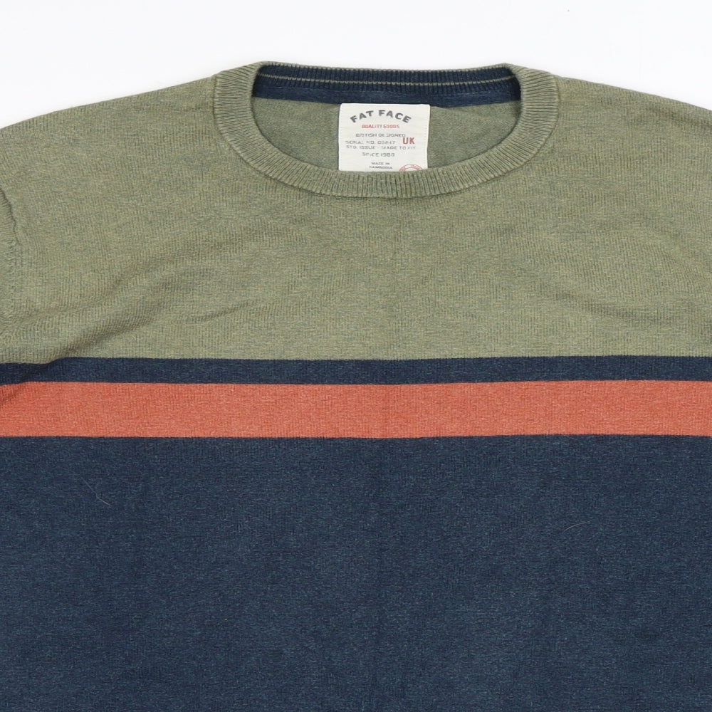 Fat Face Mens Multicoloured Round Neck Cotton Pullover Jumper Size XL Long Sleeve - Coulorblock