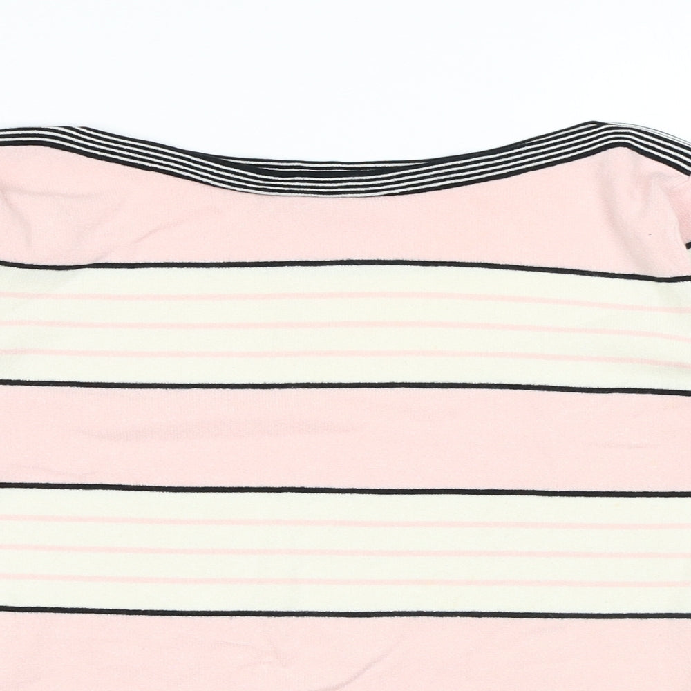 Marks and Spencer Womens Pink Boat Neck Striped Viscose Pullover Jumper Size 8