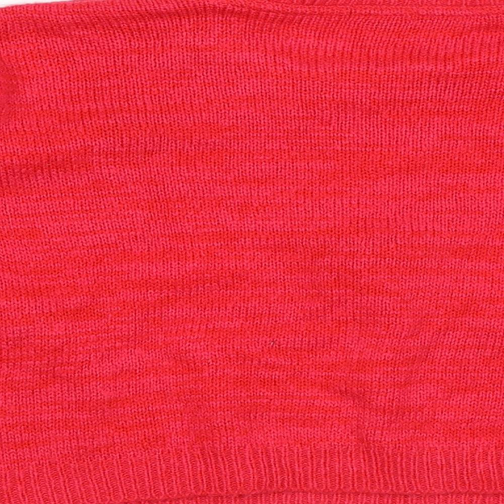 River Island Girls Red Round Neck Geometric Acrylic Pullover Jumper Size 9-10 Years Pullover - Christmas Jumper
