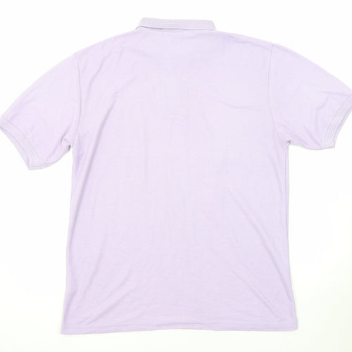 Modern Casuals Mens Purple Herringbone Polyester Polo Size L Collared Button