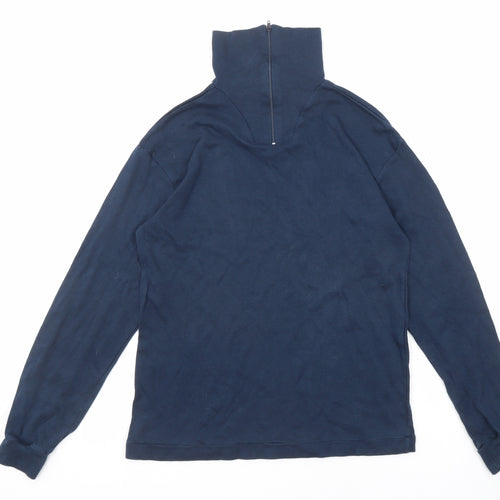Steiner Womens Blue Cotton Pullover Sweatshirt Size S Zip