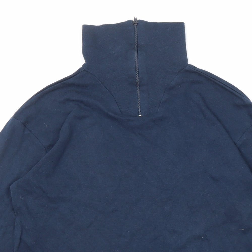 Steiner Womens Blue Cotton Pullover Sweatshirt Size S Zip