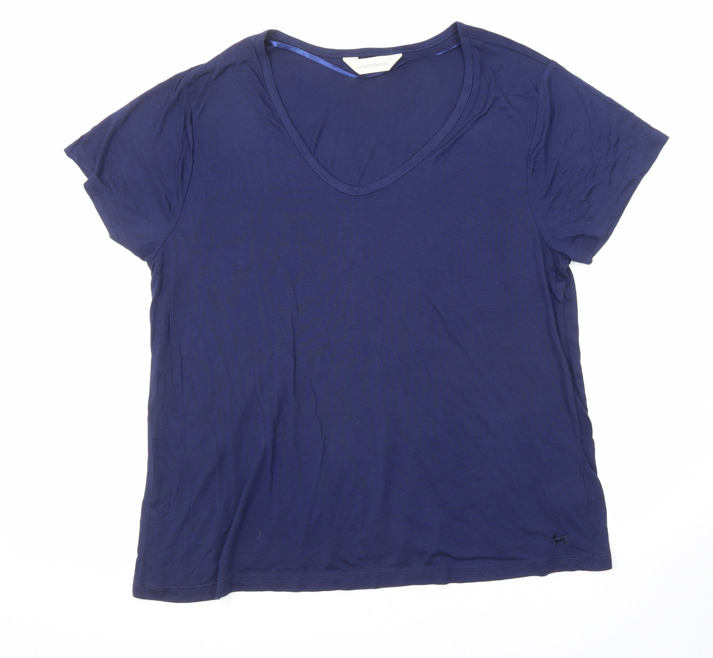Peter Alexander Womens Blue Modal Basic T-Shirt Size XL V-Neck