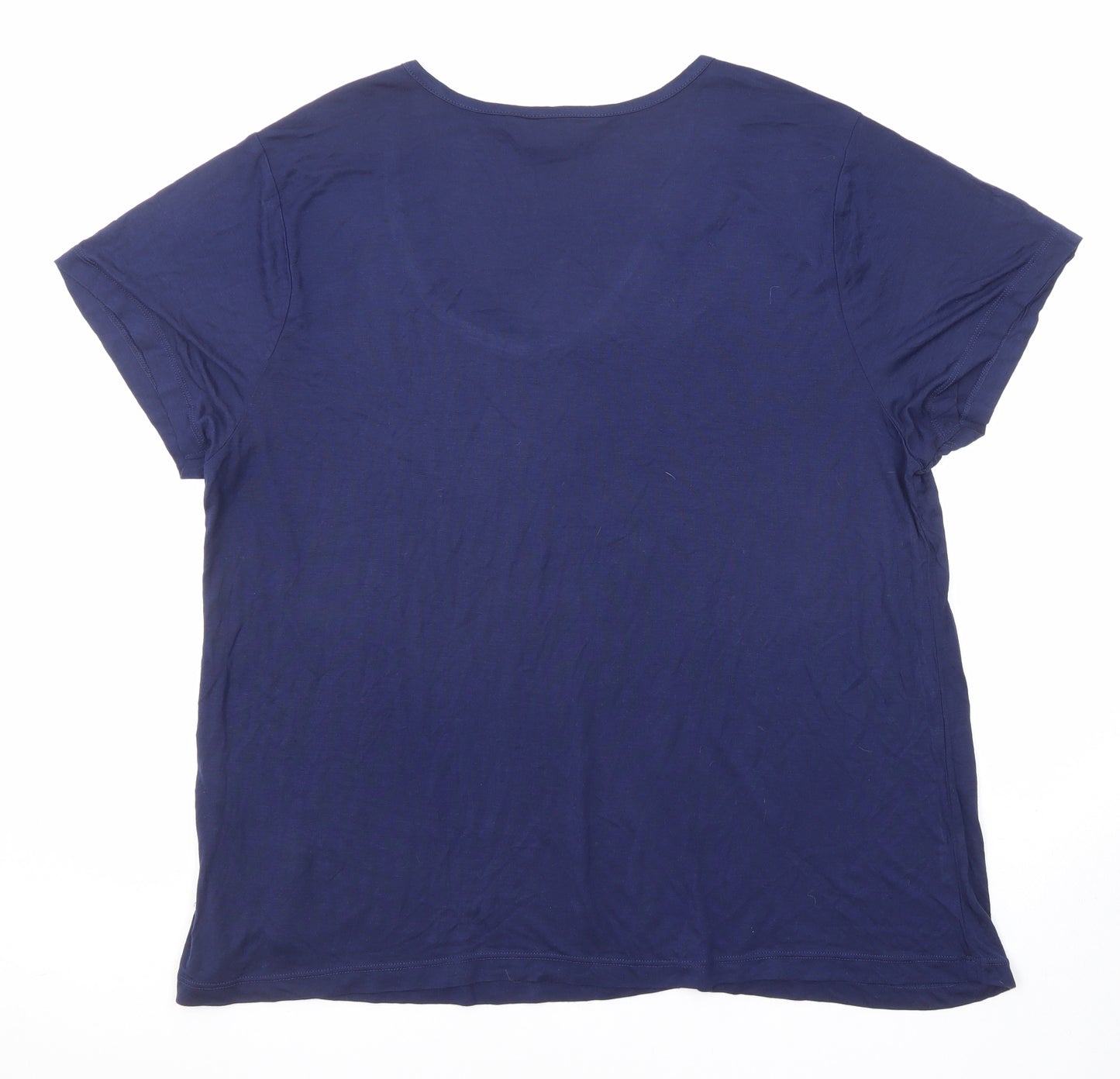 Peter Alexander Womens Blue Modal Basic T-Shirt Size XL V-Neck