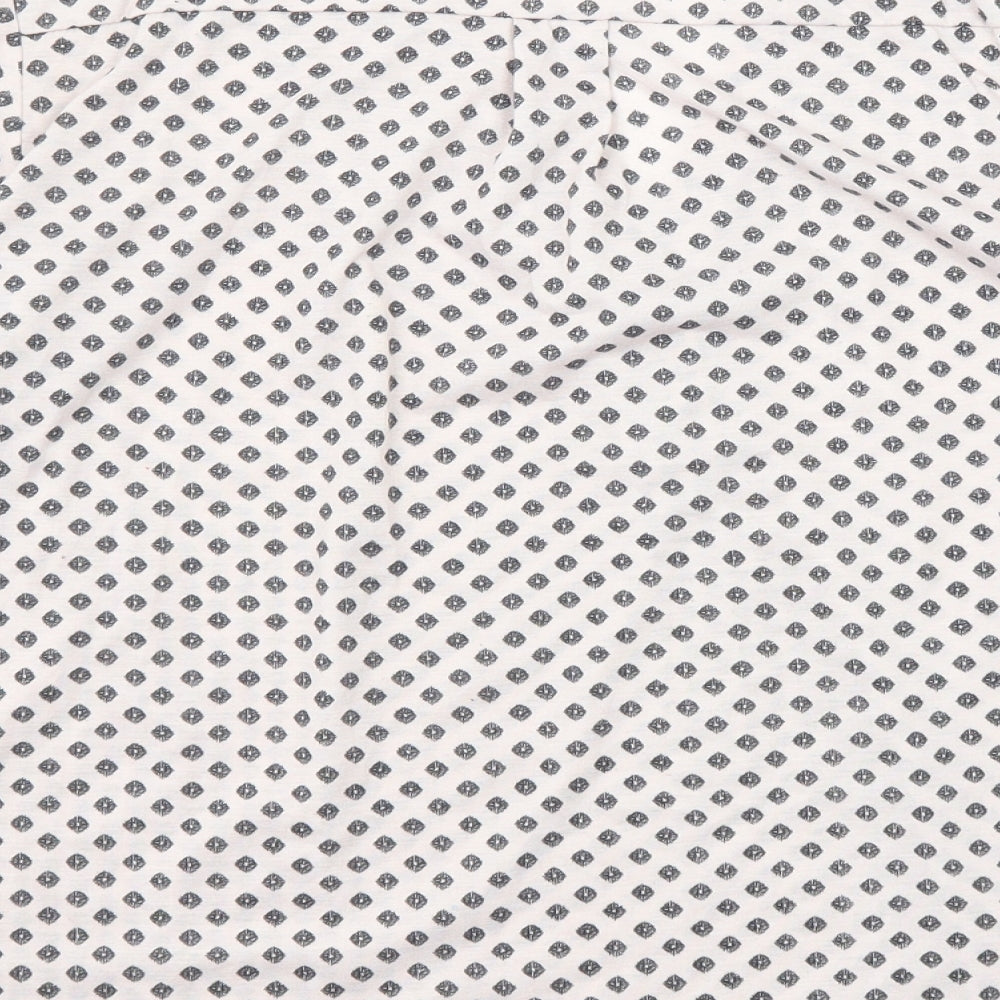H&M Womens White Geometric Polyester Basic Blouse Size L V-Neck