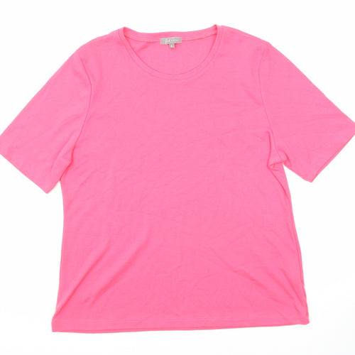 First Avenue Womens Pink Polyester Basic T-Shirt Size XL Round Neck