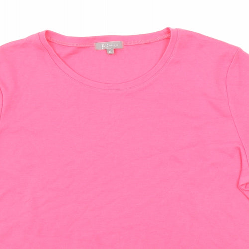 First Avenue Womens Pink Polyester Basic T-Shirt Size XL Round Neck