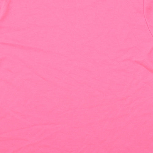 First Avenue Womens Pink Polyester Basic T-Shirt Size XL Round Neck