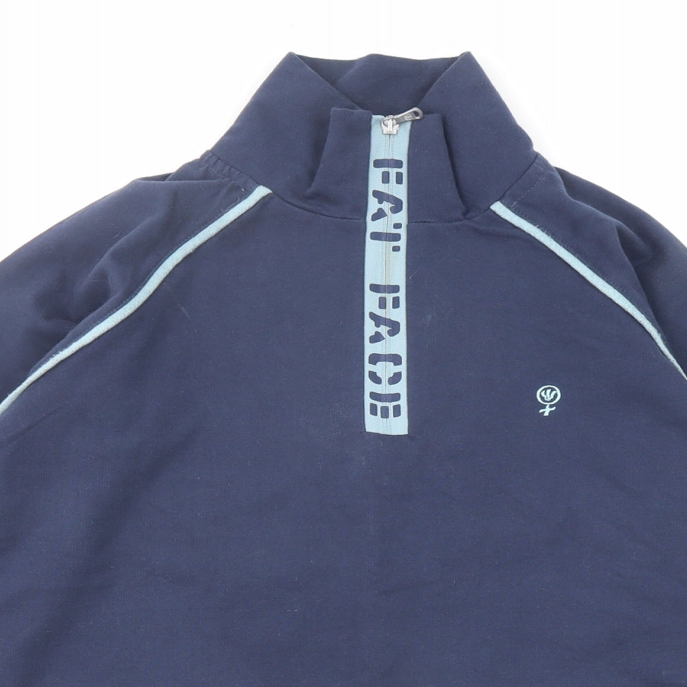 Fat Face Womens Blue Cotton Pullover Sweatshirt Size 10 Zip