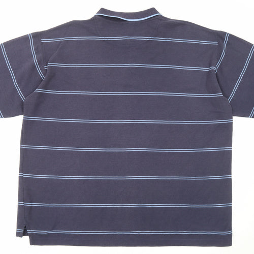 Umbro Mens Blue Striped Polyester Polo Size 2XL Collared Button