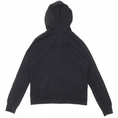 Active USA Womens Black Herringbone Cotton Full Zip Hoodie Size S Zip
