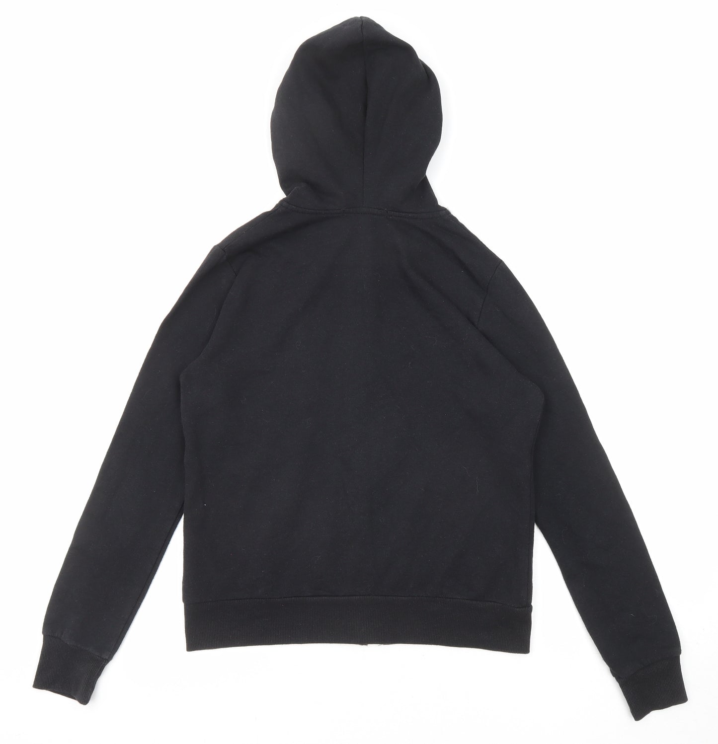 Active USA Womens Black Herringbone Cotton Full Zip Hoodie Size S Zip