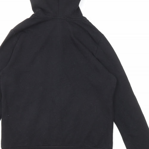 Active USA Womens Black Herringbone Cotton Full Zip Hoodie Size S Zip